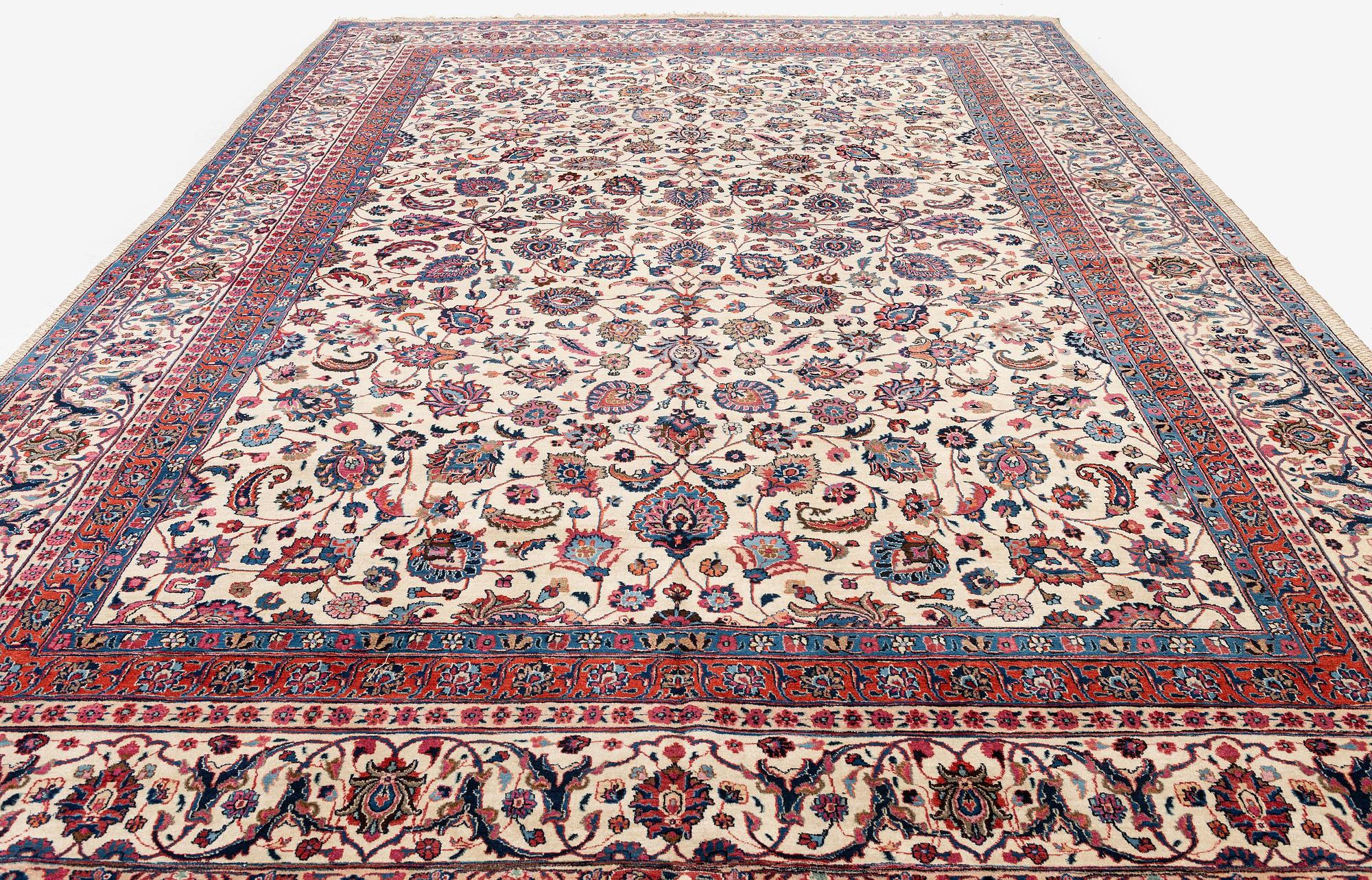 Antique Mashad carpet, Eastern Persia (Iran), signed Saber, c. 432 x 289 cm.