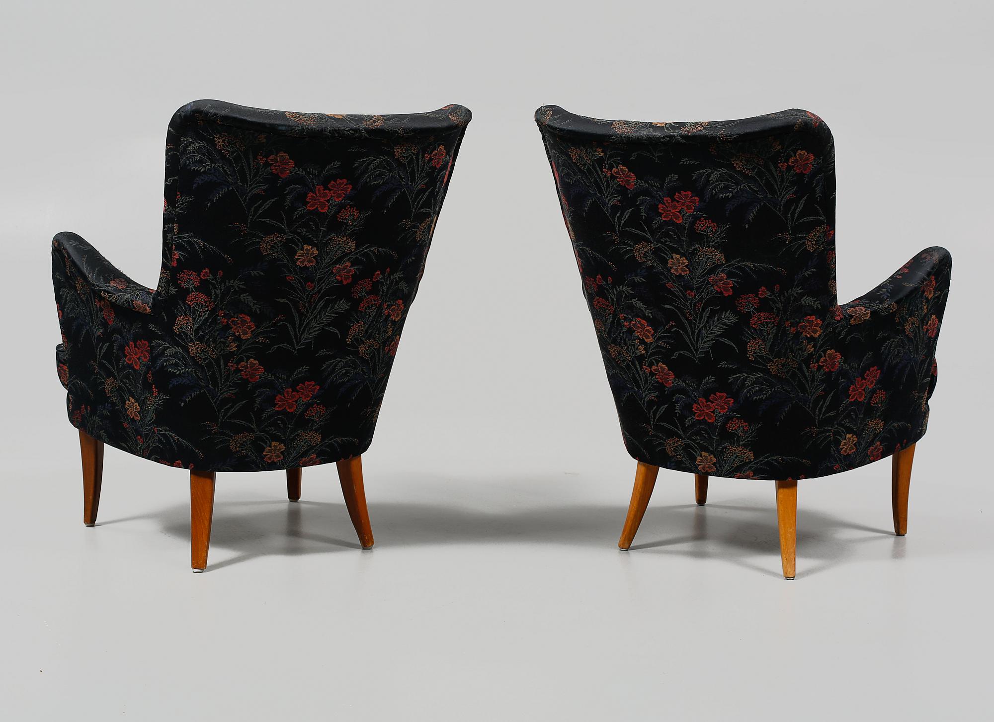 FÅTÖLJER, ett par, "Stora Furulid", Carl Malmsten, 1900-talets andra hälft.