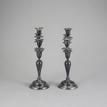 KANDELABRAR, ett par, nysilver, AG Dufva, Stockholm 1910-tal.