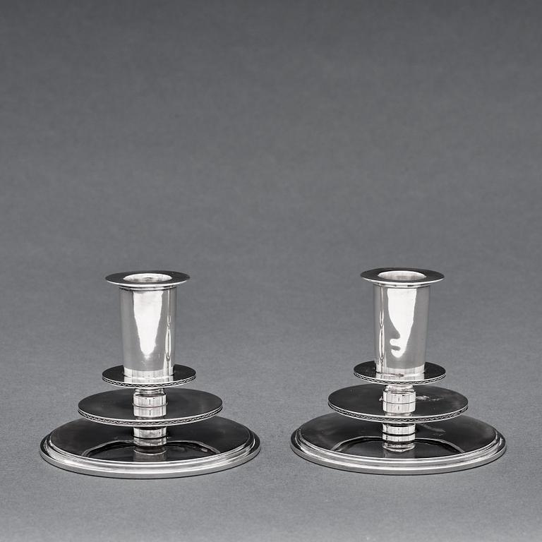 Atelier Borgila, a pair of sterling candlesticks, Stockholm, 1935.