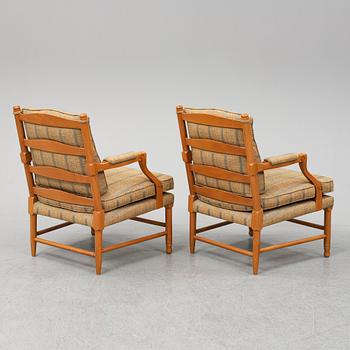 FÅTÖLJER, ett par, gustaviansk stil av s.k. Gripsholmsmodell, Norells möbler, 1900-talets slut.