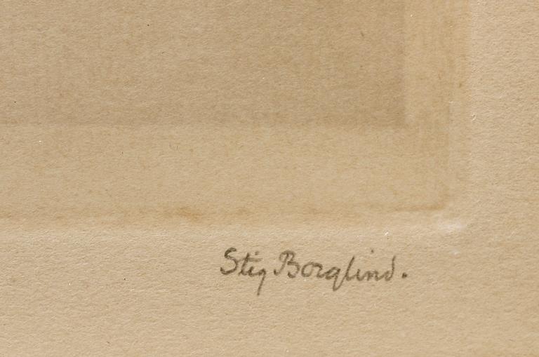 STIG BORGLIND, etsning, handkolorerad, sign.