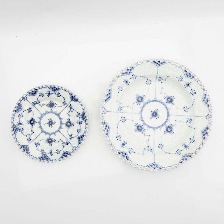 Service, 46 pieces, porcelain, Blue Fluted "Full Lace" and "Half Lace", Royal Copenhagen, Denmark.