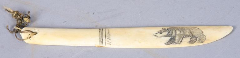 KNIV, ben, 1900-talets första hälft, otydl sign.