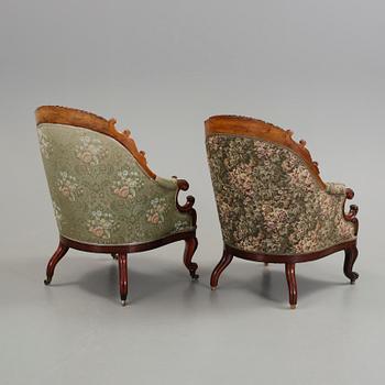 FÅTÖLJER, ett par, nyrokoko, 1800-talets slut.