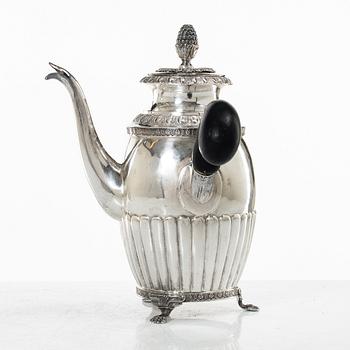 A 19th century Swedish silver coffee pot, marks of Anders Lundqvist, Stockholm 1845.