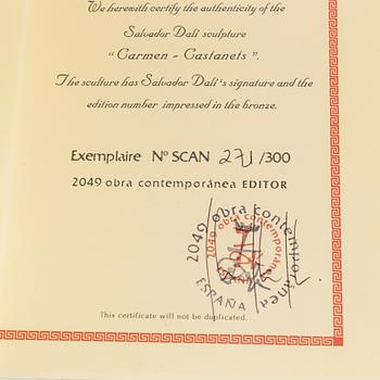 Salvador Dalí, a signed bronze sculpture. Numbered 271/300 on certificate.