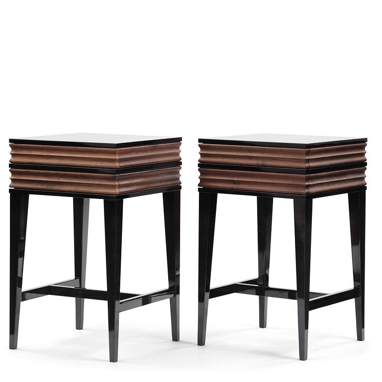 Attila Suta, a pair of bedside tables, executed in his own studio, Stockholm, 2025.