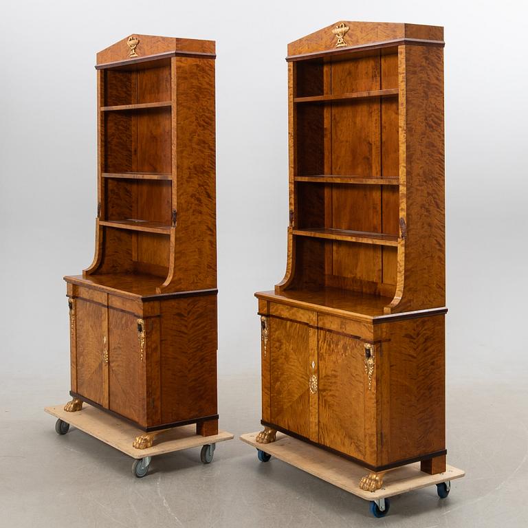 Bookcase, 1 pair, Empire style, circa 1900, possibly Baltic region.
