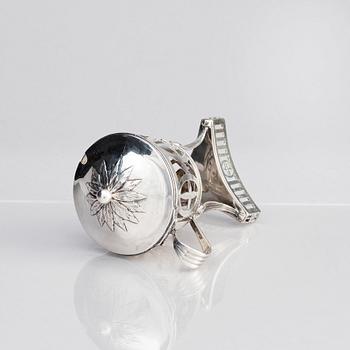 Johan Abraham Hallard, sockerskål med lock, silver, Stockholm 1794.