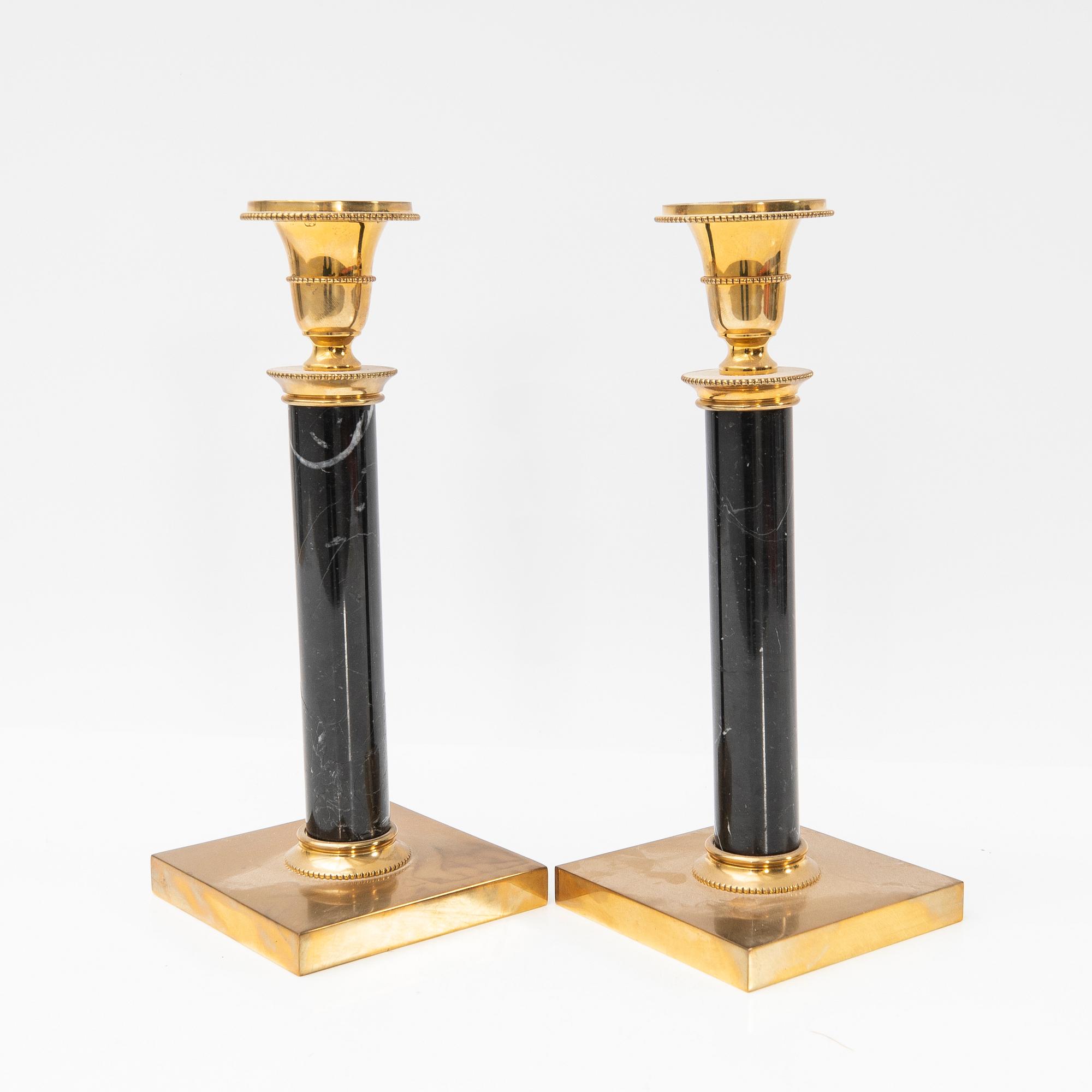 Ljusstakar, ett par, Skultuna, "Jubileumsljusstaken Adolf Fredrik".