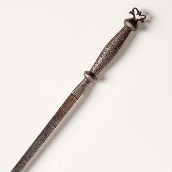 An engraved iron measuring stick from Wira iron manufactory, dated 1717.