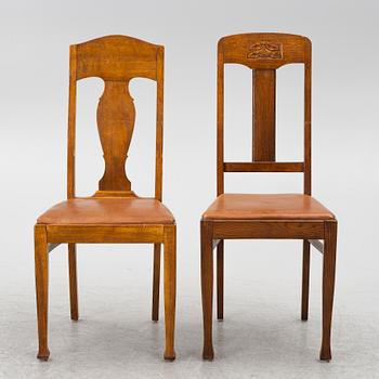 Eleven chairs in various models, Art Nouveau, around the year 1900.
