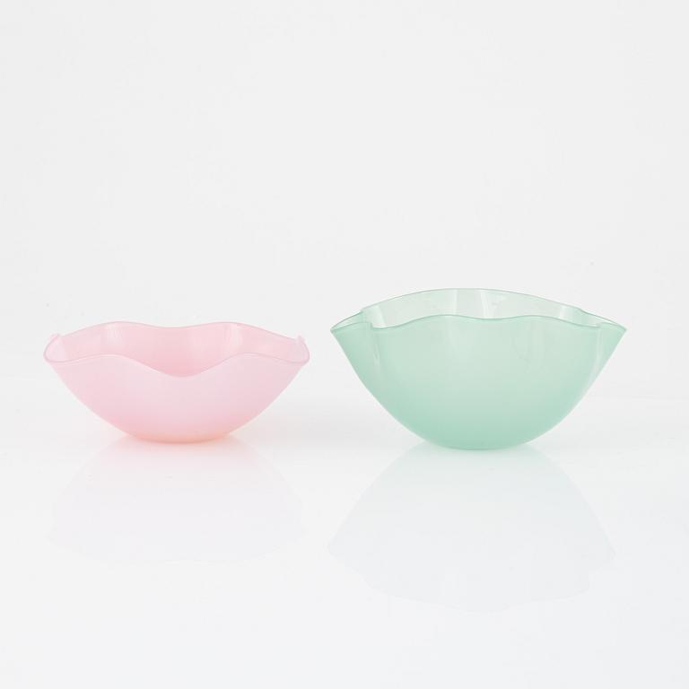 A set of five glass bowls, including Venini, Italy, second half of the 20th century.