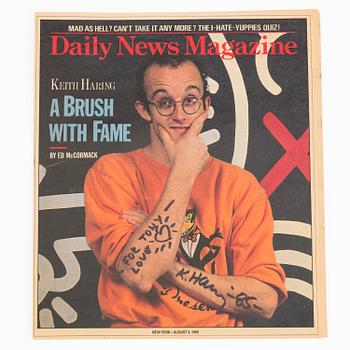 KEITH HARING, signerad, Daily News Magazine, "For Tony, Love", dat. -85.