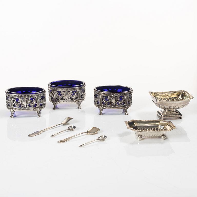 Two Russian silver salt cellars, 19th Century.