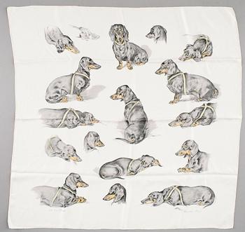 439. A silk scarf "Les Teckels" by Hermès.