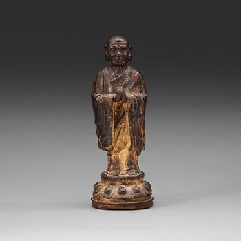 225. A bronze figure of a Lohan, Ming dynasty, 17th Century.