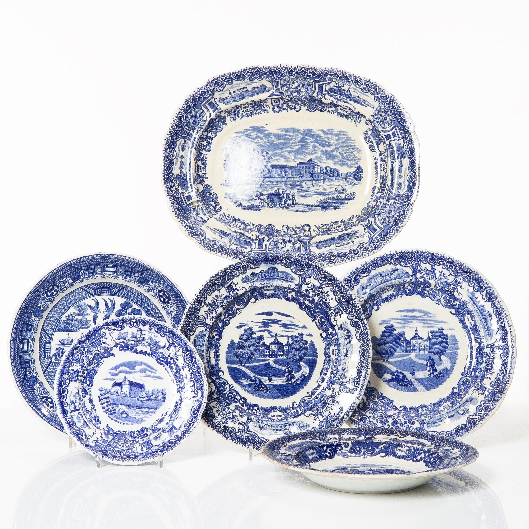 A set of 58 creamware service parts, predominantly from the 'Swedish Castles' series, Rörstrand.