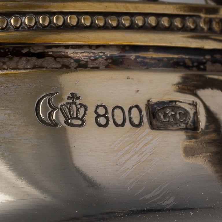 A SILVER AND GLASS JARDINIERE, French control marks, early 20th century, weight 560 g.