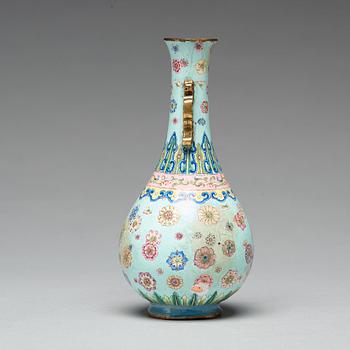 A painted enamel on copper vase, Qing dynasty, 18th Century.