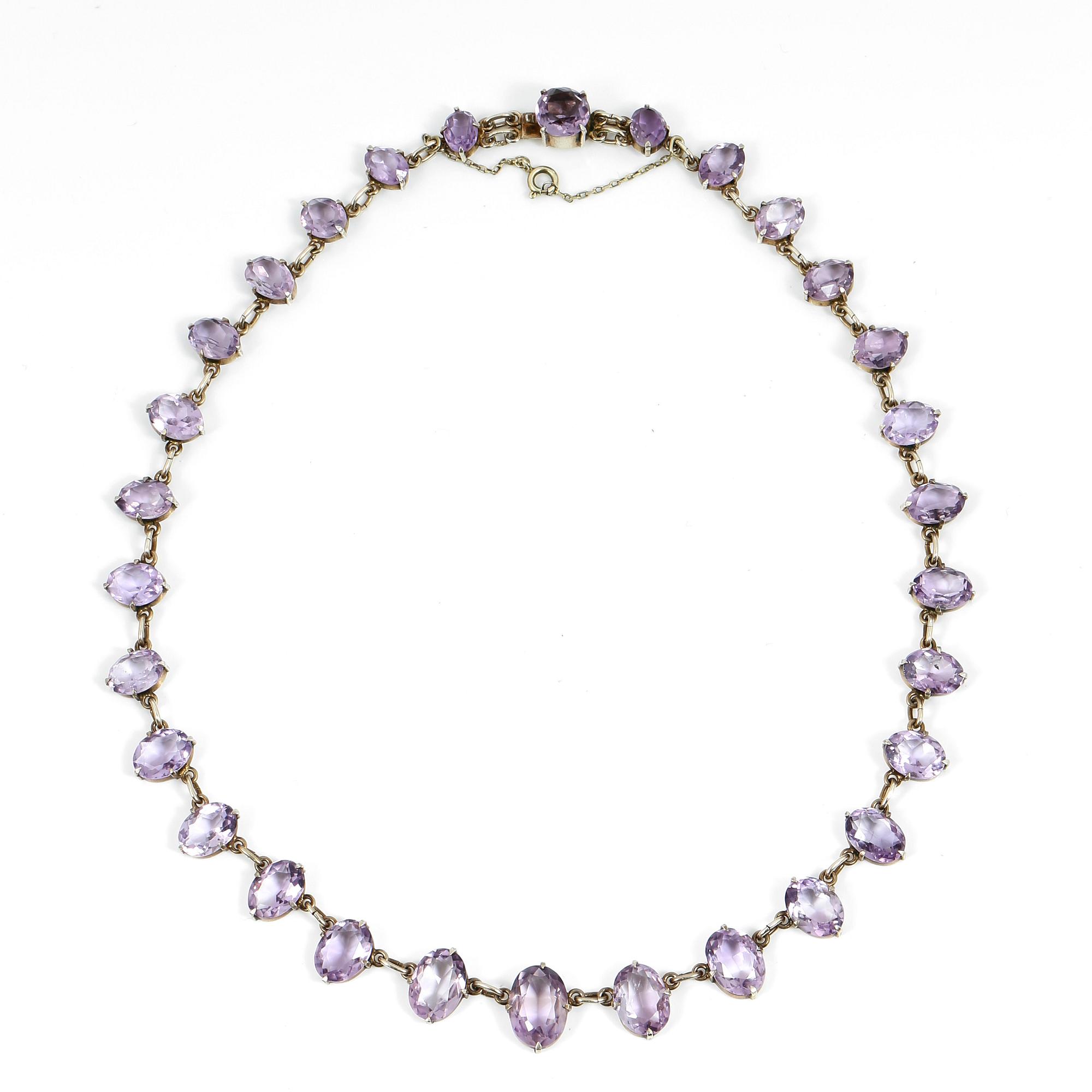 COLLIER, silver, ametister, svenska importstämplar. 1900-tal. Vikt ca 24 gram.