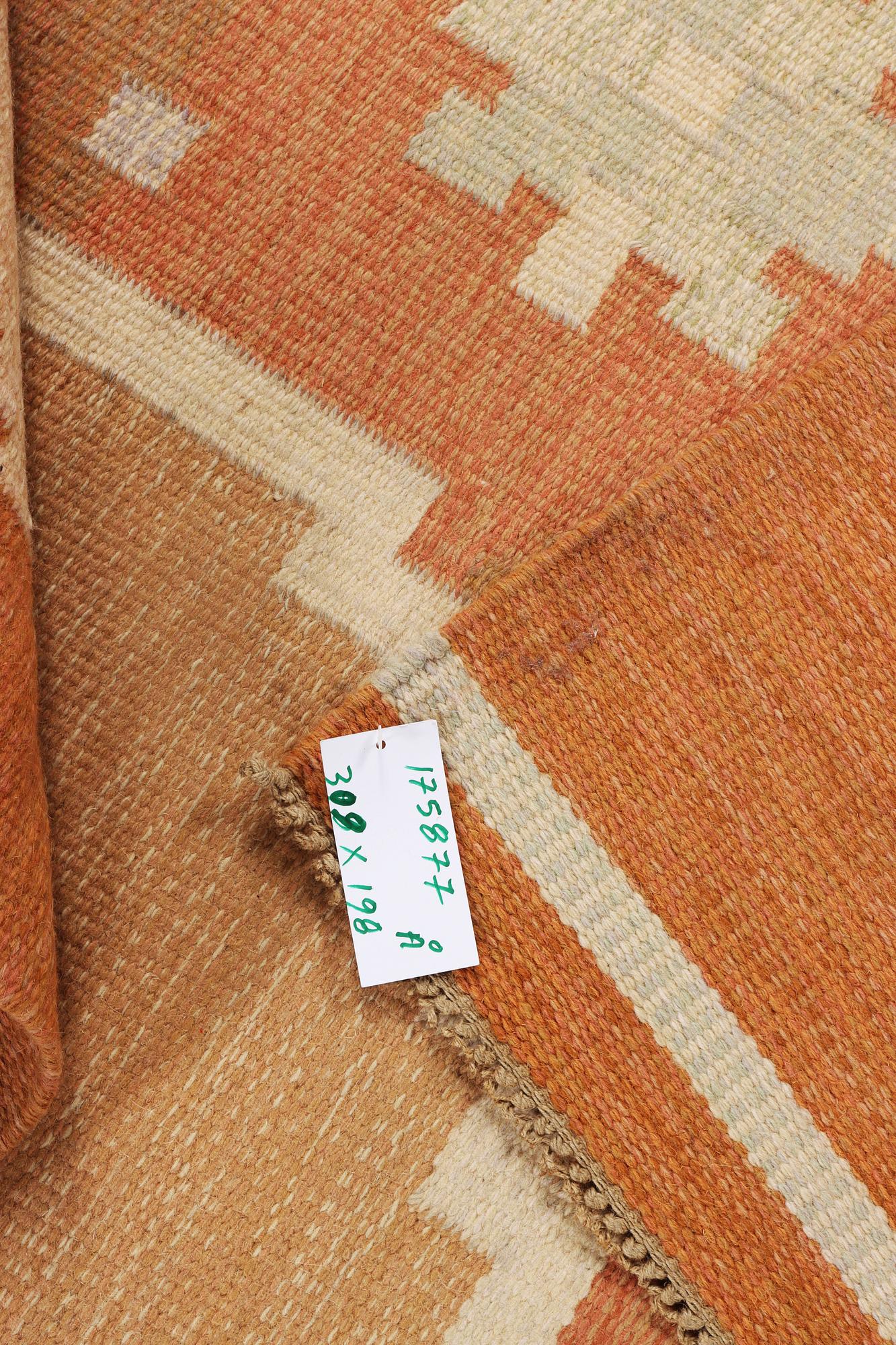 Anna-Johanna Ångström, a flat weave carpet, signed Å, Sweden, c. 309 x 198 cm.