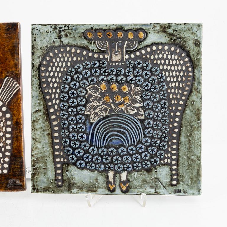 Lisa Larson, wall reliefs, 3 pcs, stoneware, Gustavsberg.