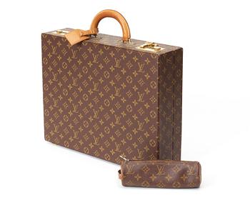 613. A monogram canvas briefcase and pencil-case by Louis Vuitton,