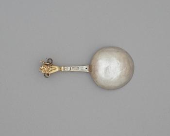 A Swedish 18th century parcel-gilt spoon, marks of Sigismund Novosadi d.y., Karlskrona 1754.