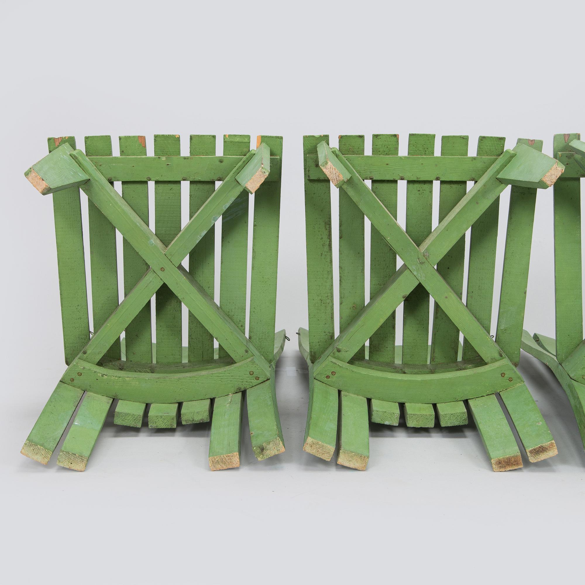 Alvar & Aino Aalto, Four early 1950s 'Aurinko' (Sun-serial) garden chairs, model 910  for O.Y. Huonekalu- ja Rakennustyötehdas A.B.