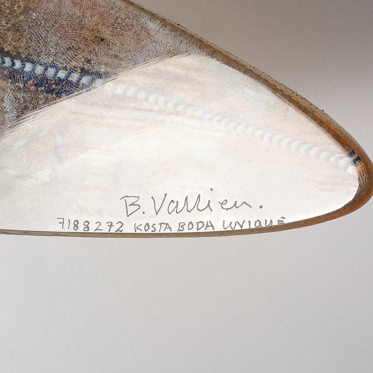 Bertil Vallien, a unique sand cast glass sculpture of a boat, Kosta Boda, Sweden.