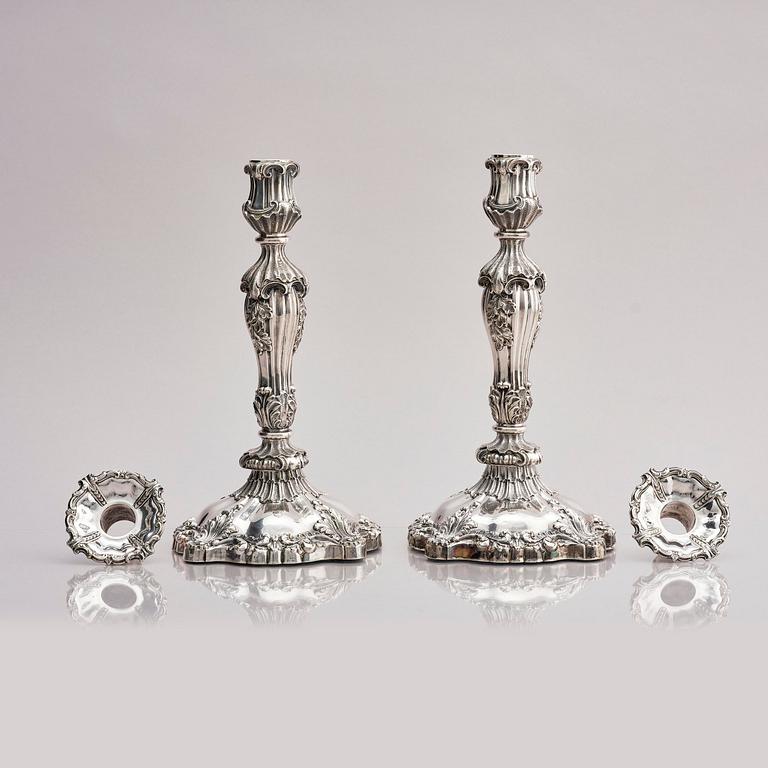 TJ & N Creswick, ljusstakar, ett par, silver, Sheffield, England, 1840.