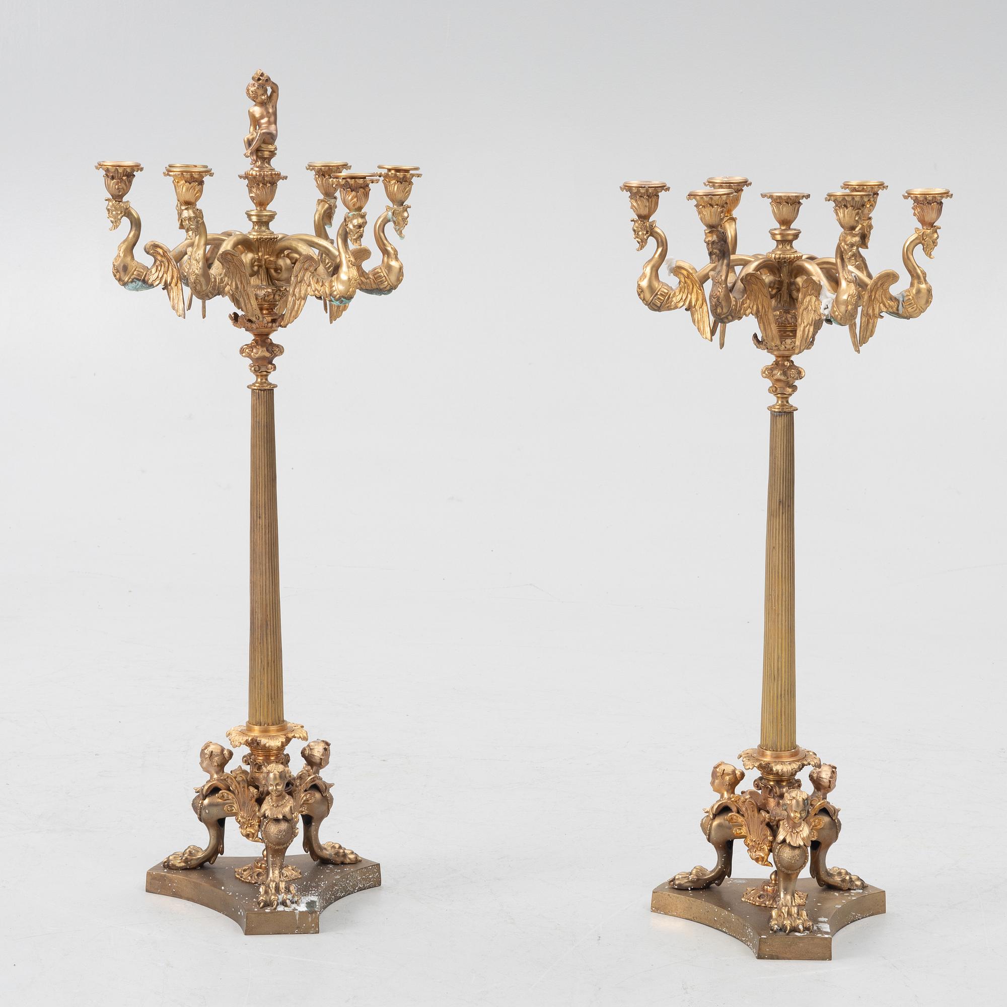 Kandelabrar, ett par, empirestil, 1900-tal.