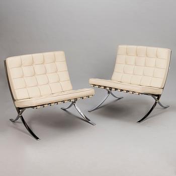 LUDWIG MIES VAN DER ROHE, a pair of 'Barcelona' easy chairs, Knoll Studio.