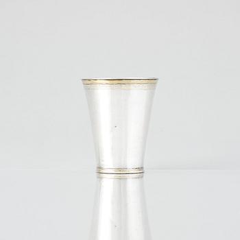 A Swedish early 18th century parcel-gilt silver beaker, mark of Mattias Moller, Stockholm 1703.