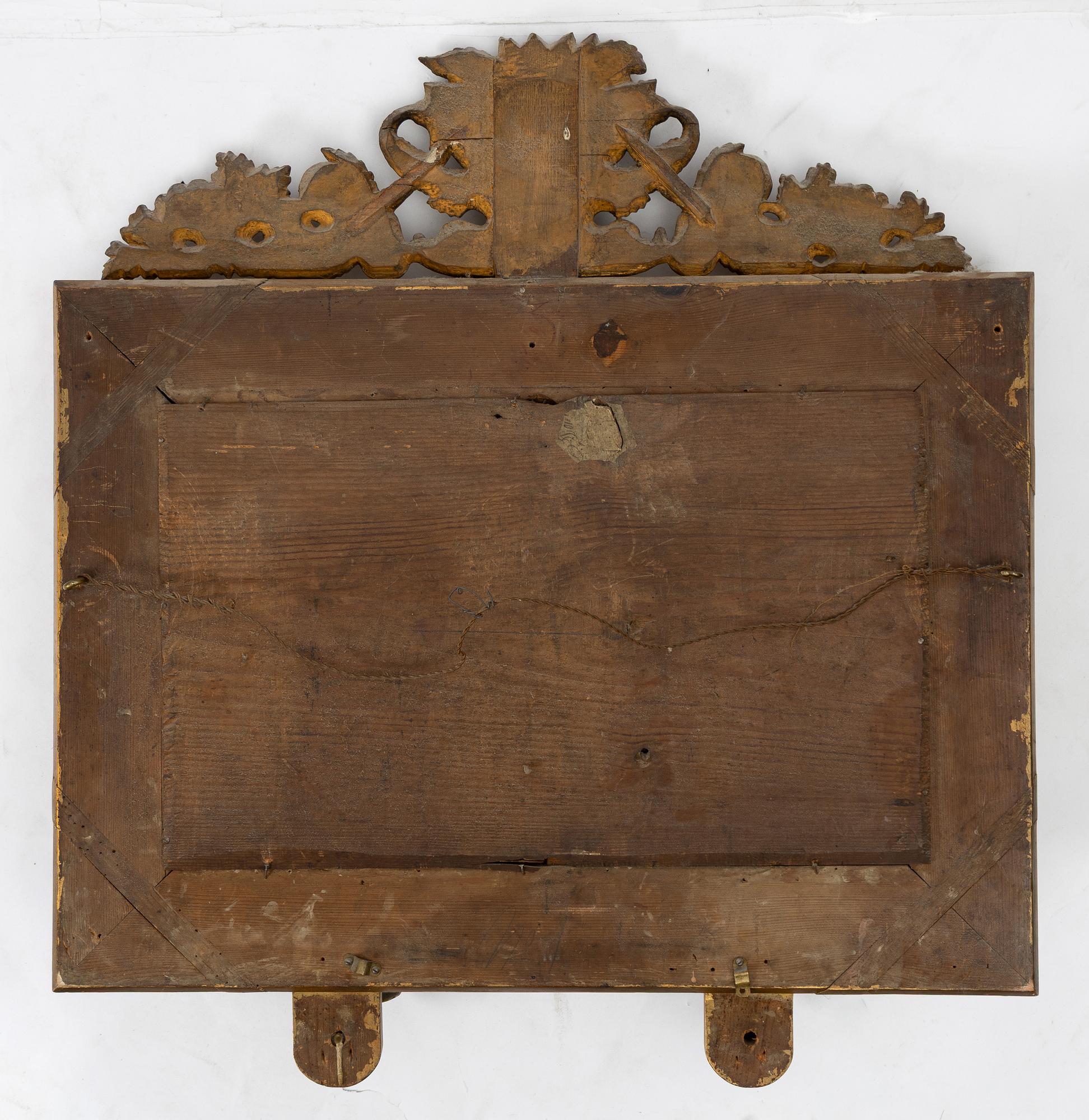 A pair of Empire giltwood two-branch girandole mirrors, Sweden, first part 19th century.