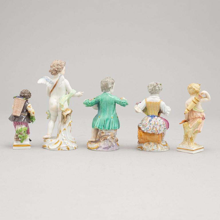 A group of five German porcelain figures, Meissen and Berlin, circa 1900.