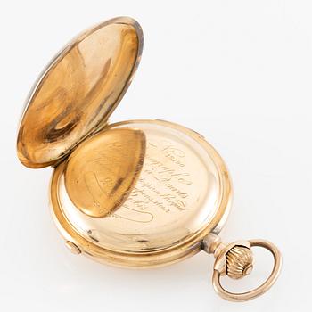 Pocket watch, hunter, 14K gold, 64 mm.