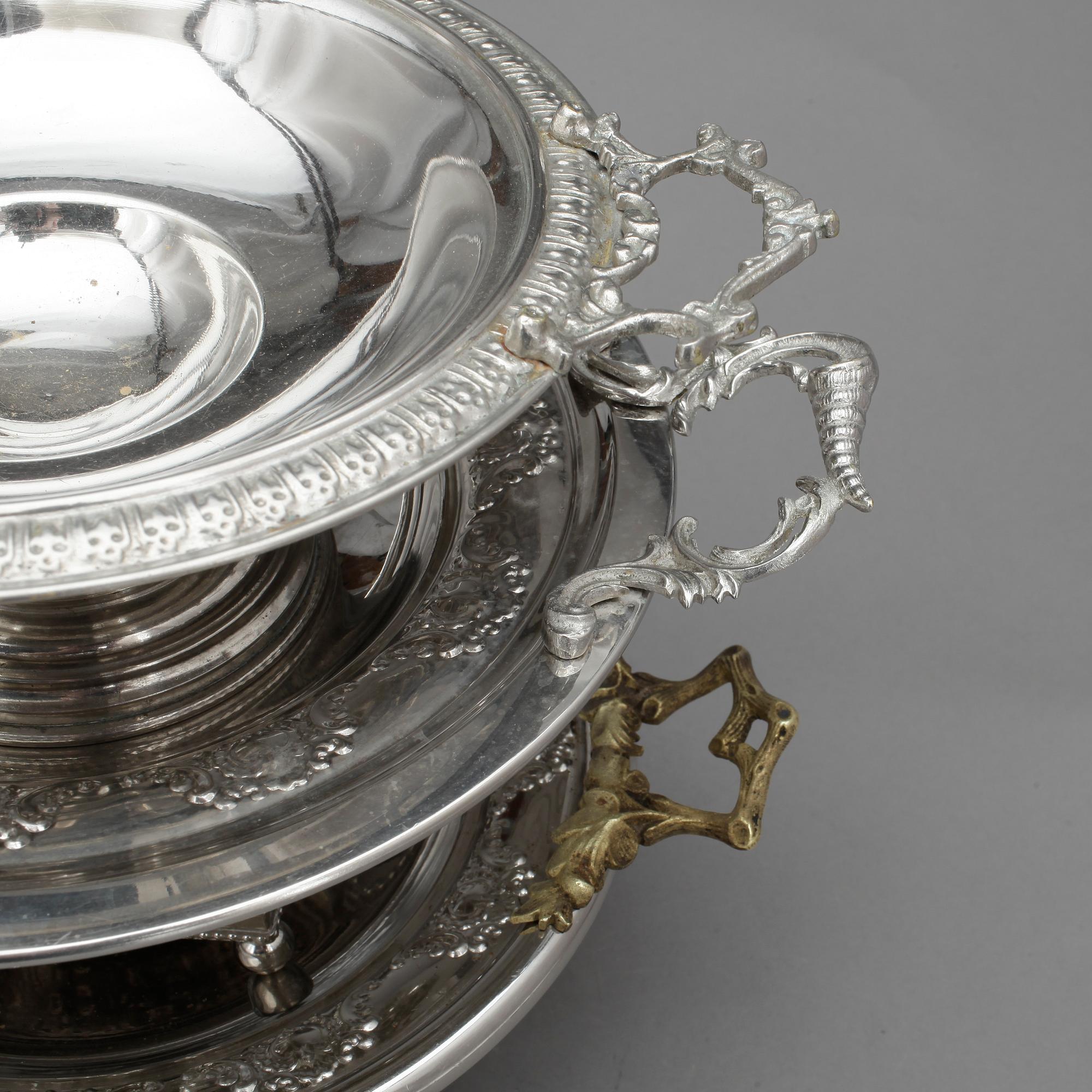 SKÅLAR, 3 st, Nysilver, bl a CG Hallberg, 1900-talets första hälft.
