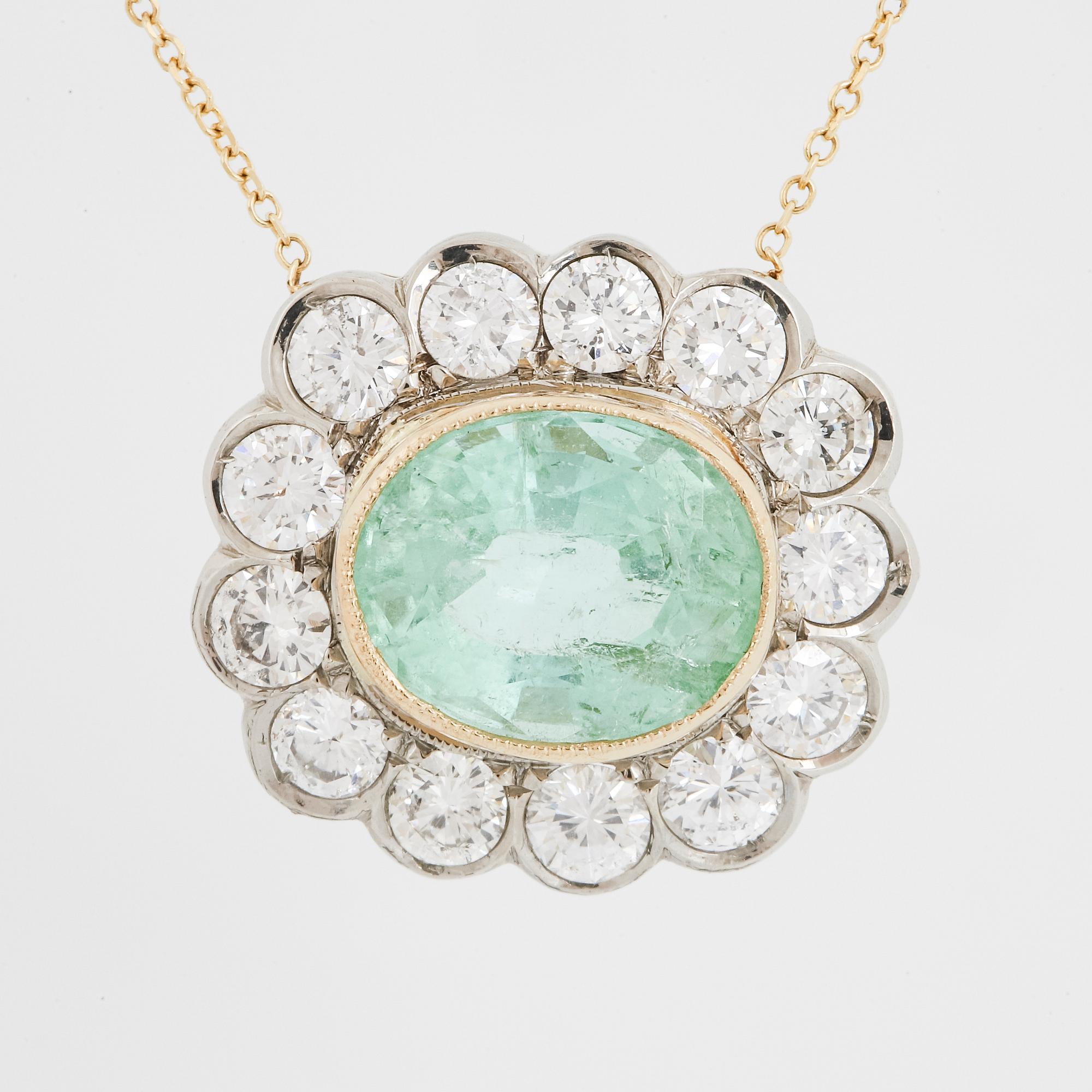 Tourmaline and brilliant-cut diamond pendant.