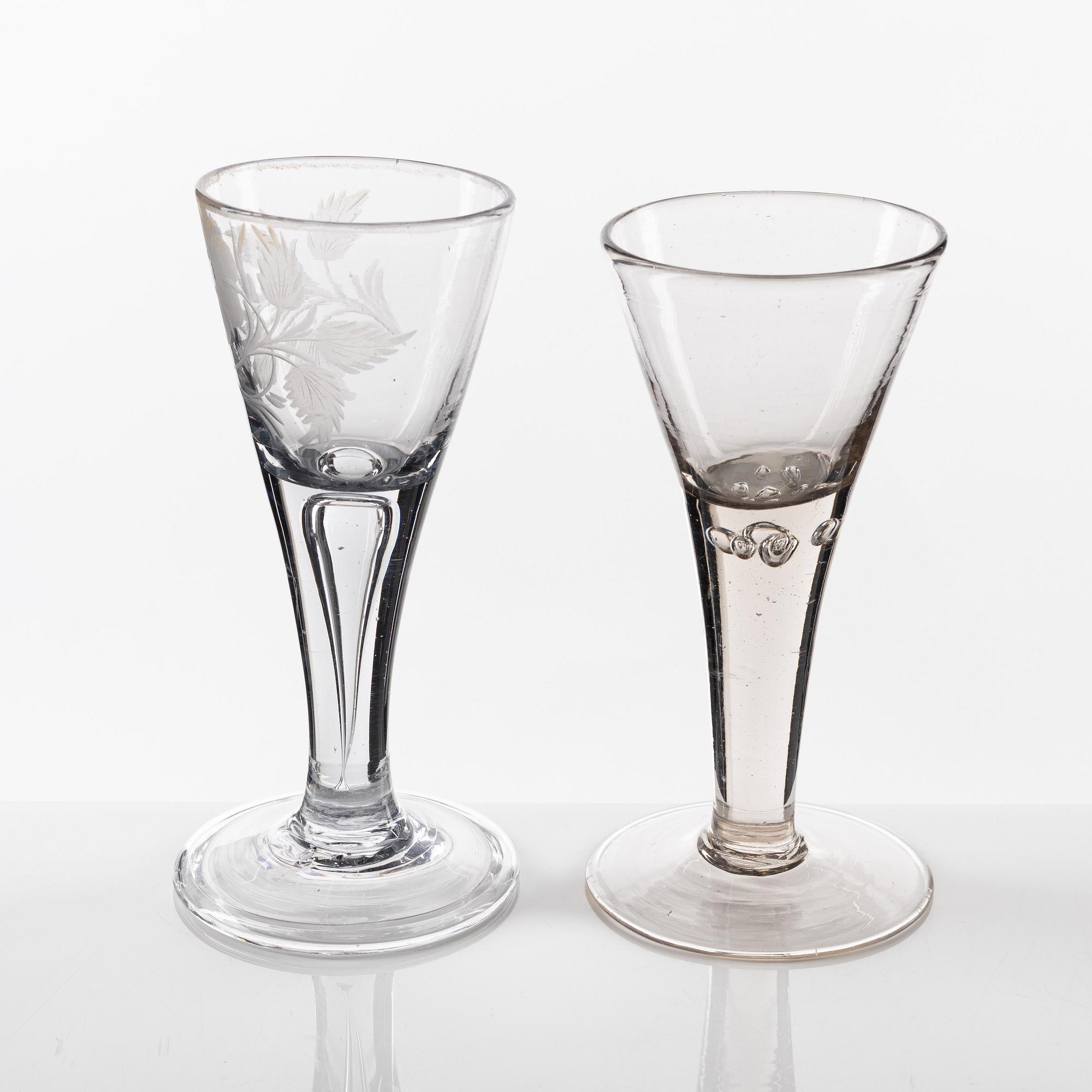 A set of two Swedish wine glasses, 18th Cenutyr.