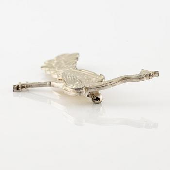 Wiwen Nilsson, a brooch, sterling silver, in the form of a peacock, Lund 1959.