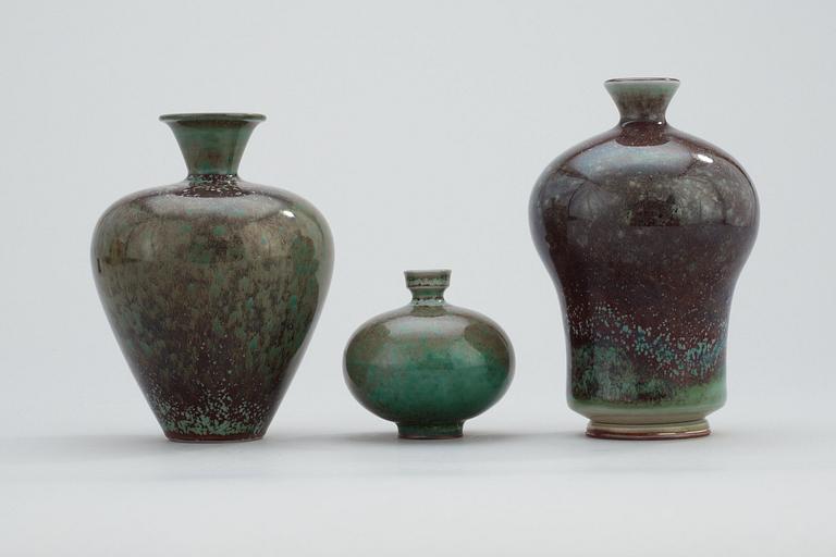 Three Berndt Friberg stoneware vases, Gustavsberg Studio 1969-70.