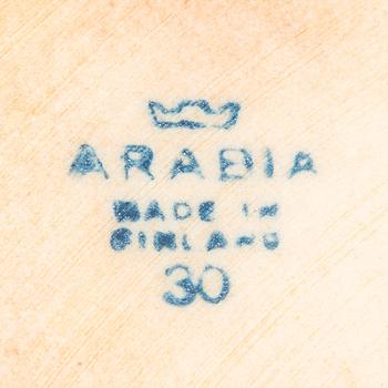 Smörbyttor, 9 st, och en honungskruka, keramik. Arabia, 1930-1940-tal.