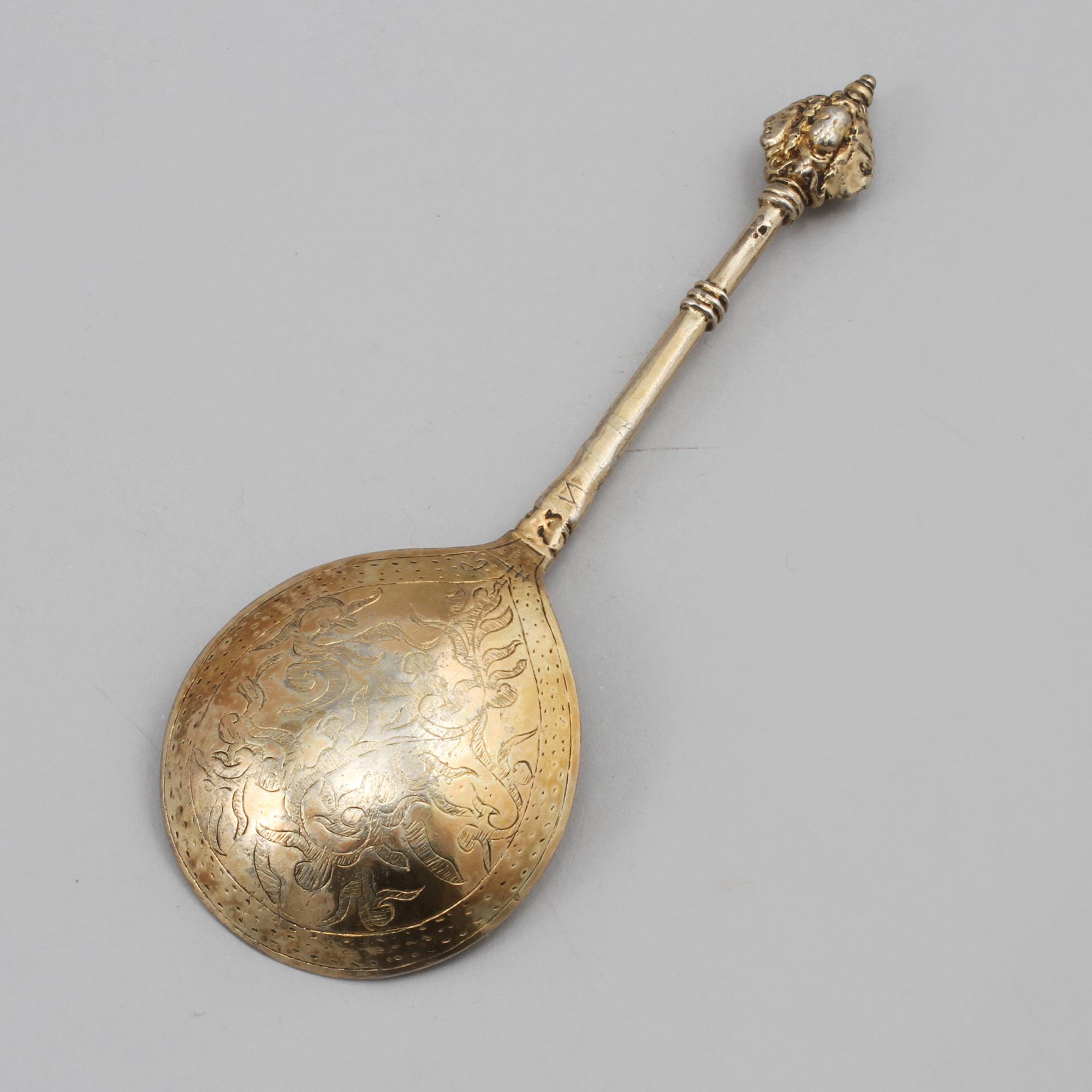 A Swedish 17th century silver-gilt spoon, possibly of  Erik Månsson Schmidt, (Stockholm 1675-1686).