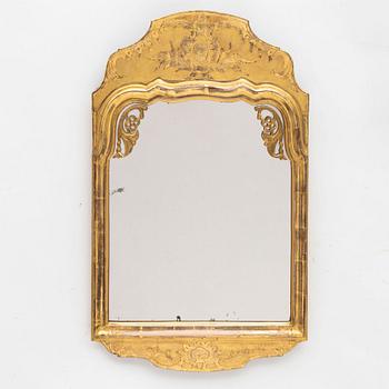 A Swedish giltwood rococo mirror, later part 18th century.