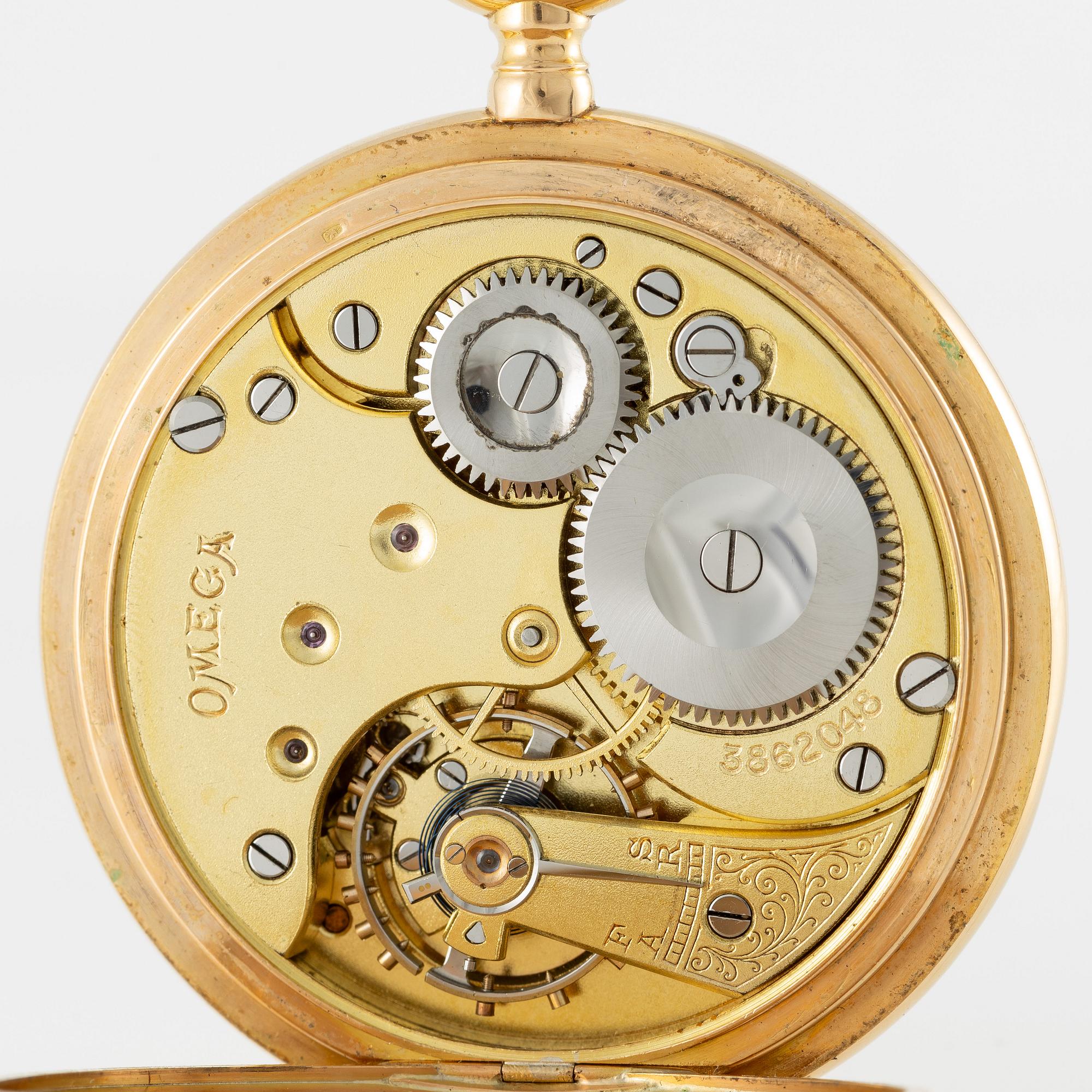 Omega, pocket watch, hunter, 53.5 mm.