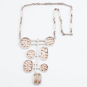 Claës Giertta, necklace in silver set with rutilated quartz, Stockholm 1967.