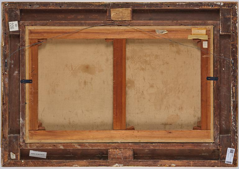 James Edwin Meadows, Sailing boats in rough weather by the coast with a lighthouse.